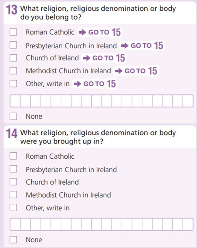Example Religion question - 13 and 14