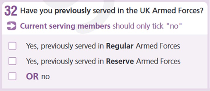 Example Veteran Status question - 32
