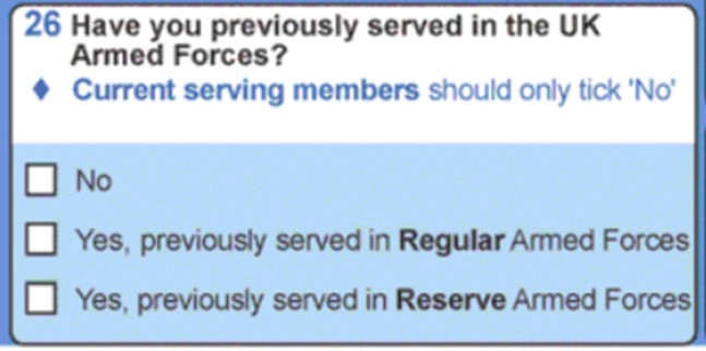 Example Veteran status question - 26